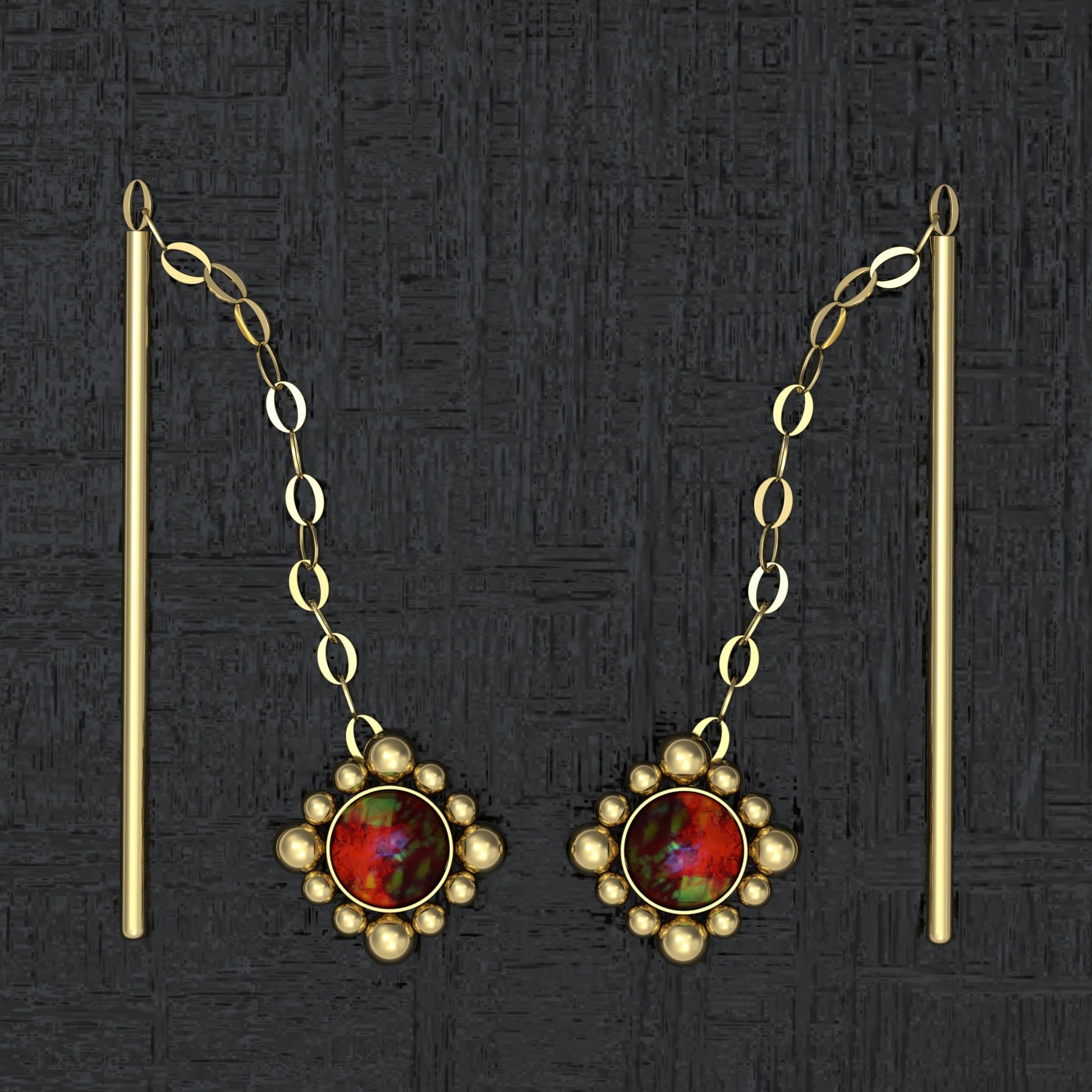 Drop Chain Earrings Opal - TitaniumFashion