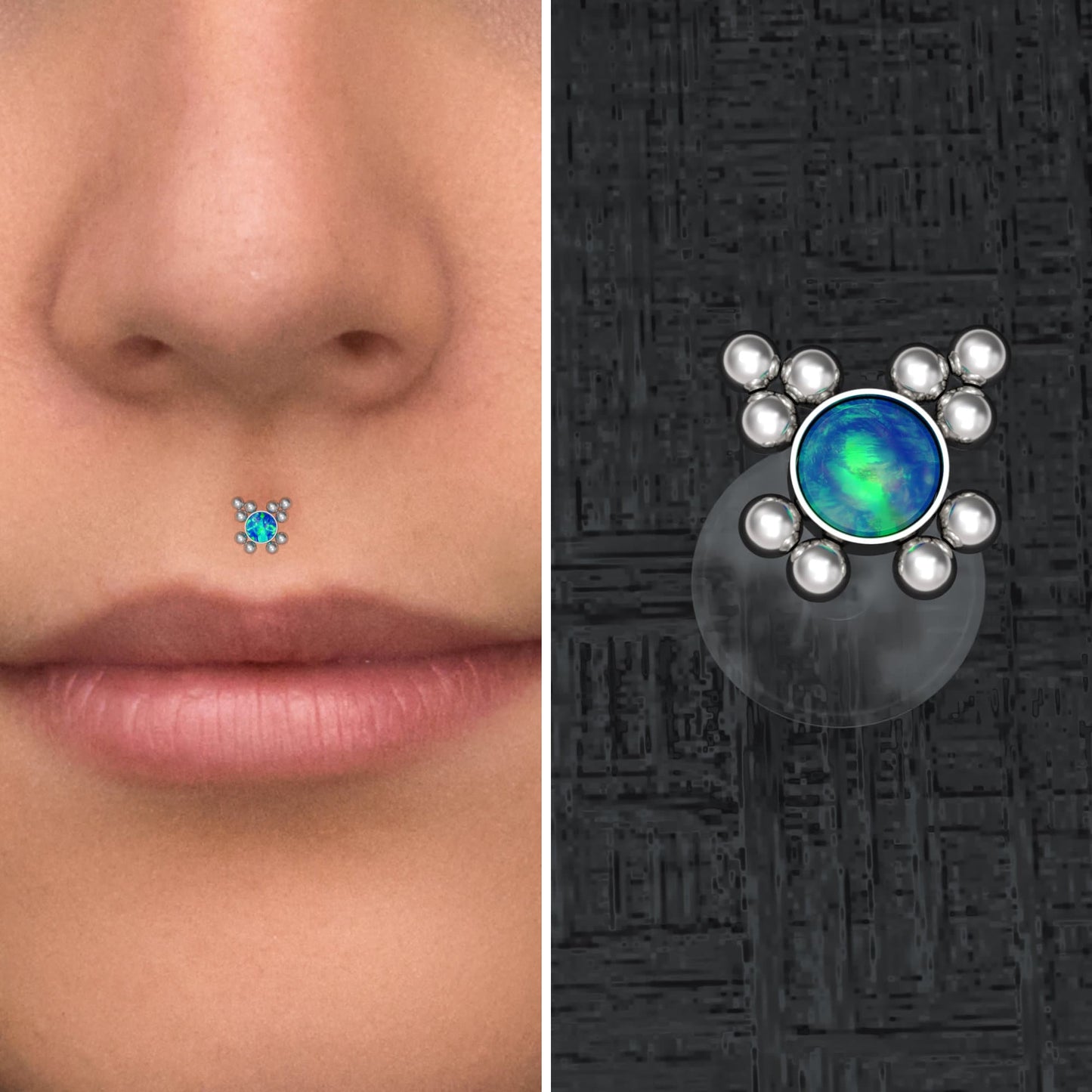 Opal Lip Piercing Bioflex - TitaniumFashion