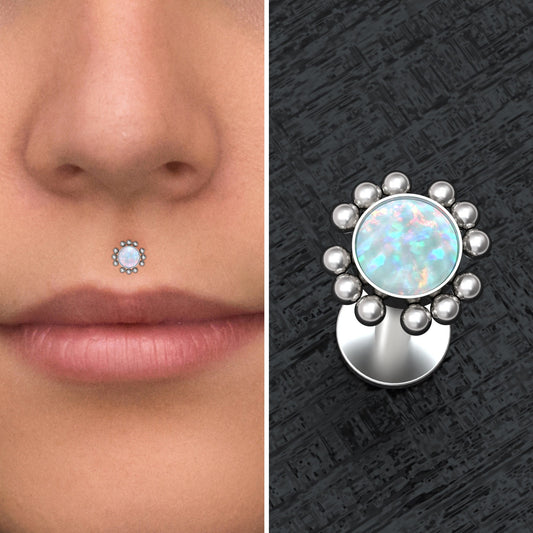 Opal Lip Piercing Surgical Steel - TitaniumFashion