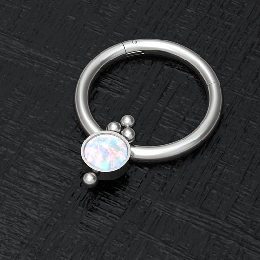 Opal Septum Hoop Titanium Implant Grade - TitaniumFashion