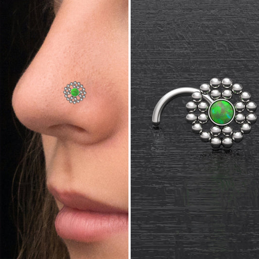 Opal Nose Bone Stud Surgical Steel - TitaniumFashion