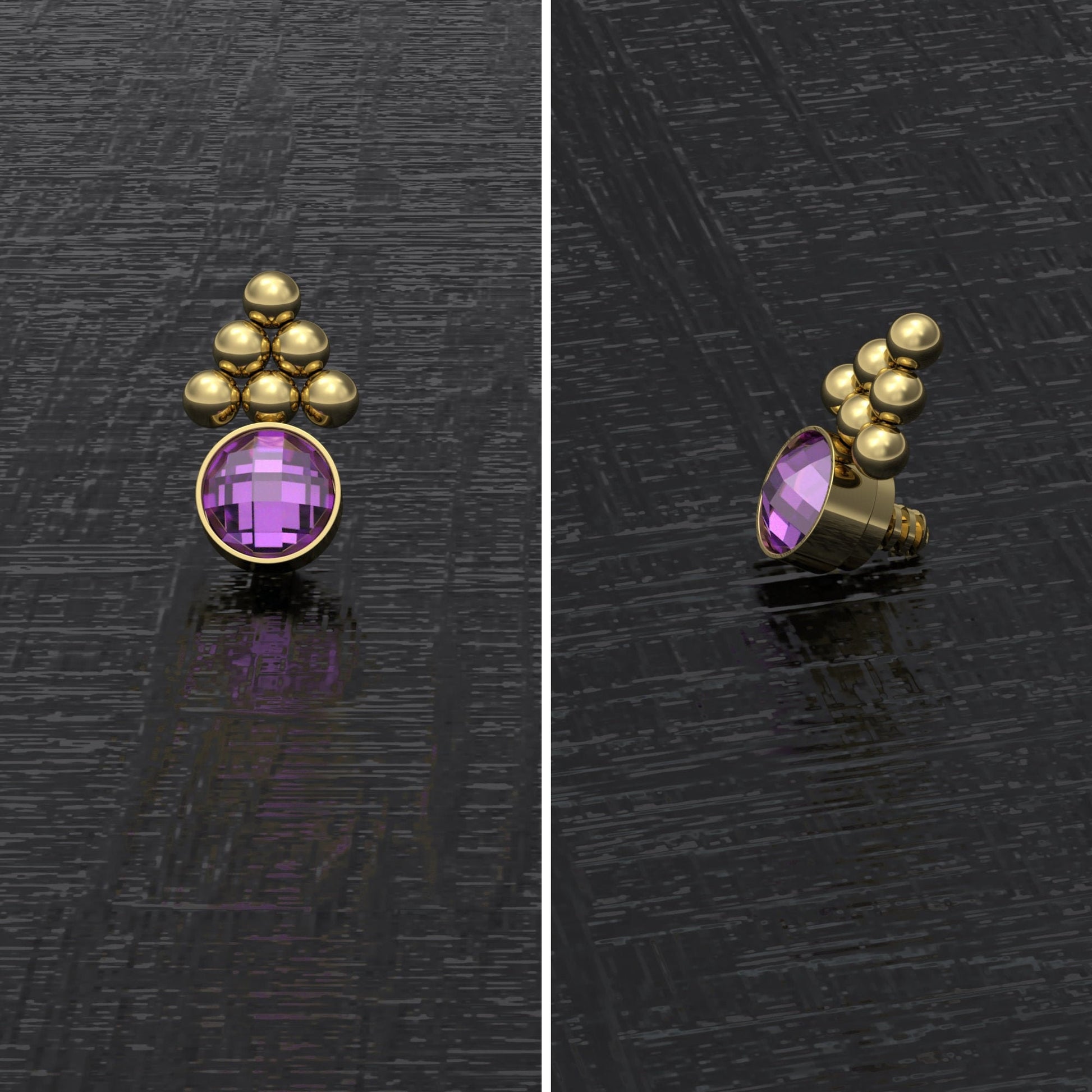 CZ Dermal Piercing Surgical Steel - TitaniumFashion