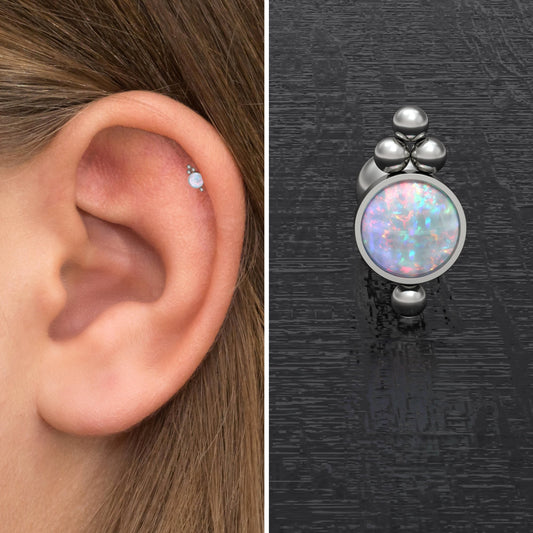 Titanium Cartilage Earring Stud Opal - TitaniumFashion
