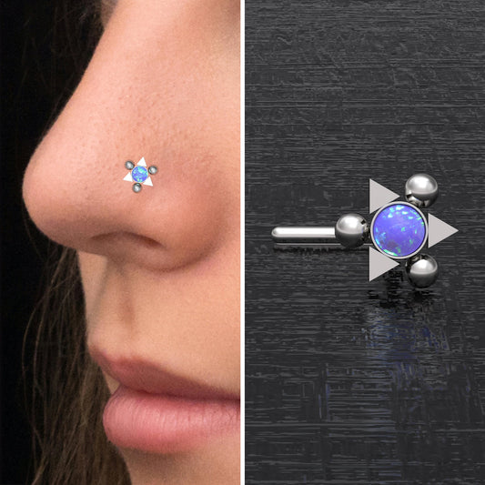 Opal Nose Stud Ring Surgical Steel - TitaniumFashion