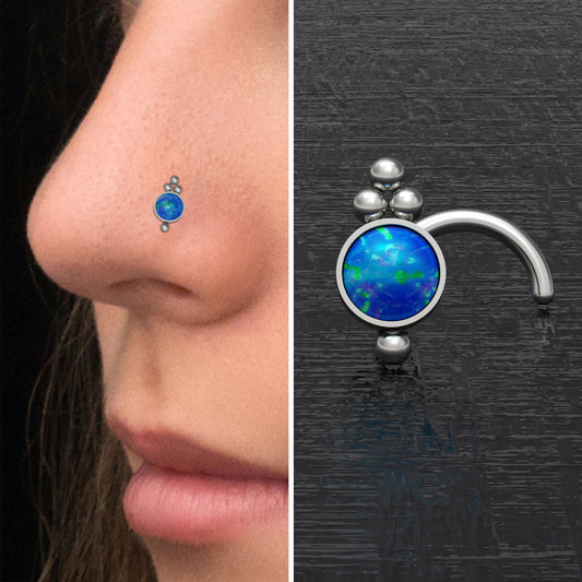 Opal Nose Stud Ring Titanium - TitaniumFashion