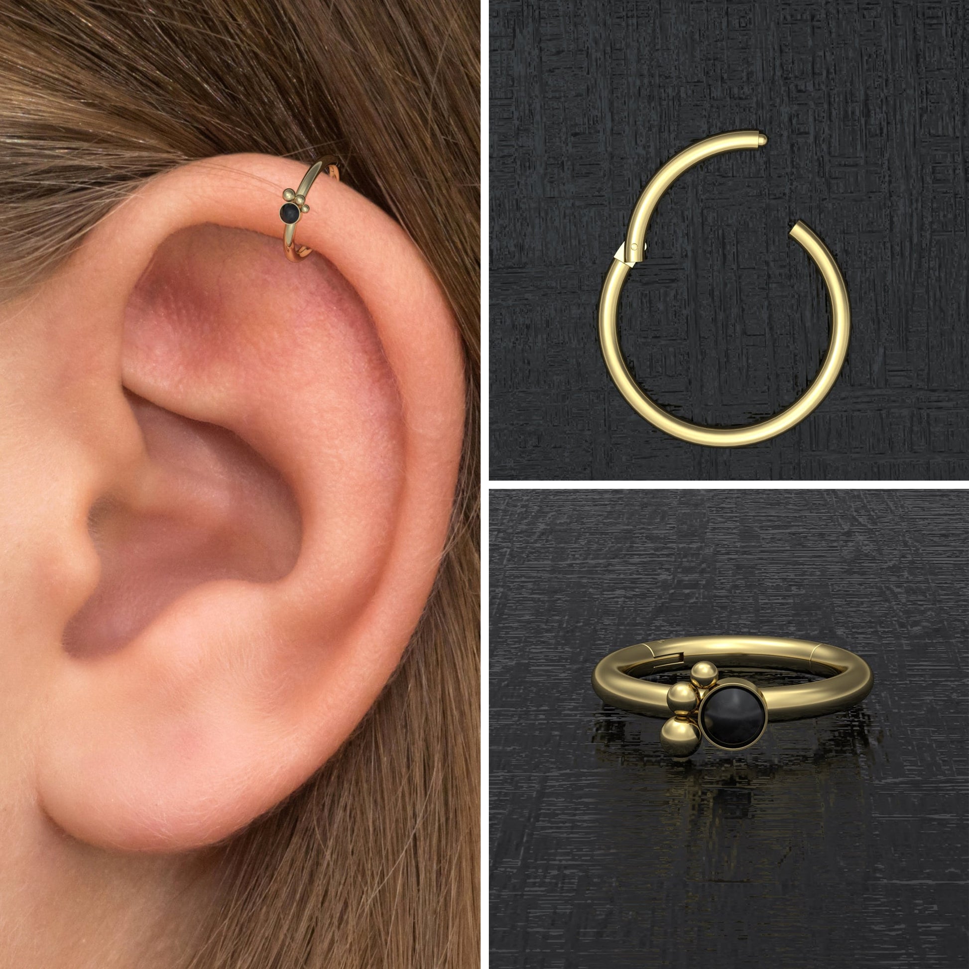 Onyx Tragus Jewelry - TitaniumFashion