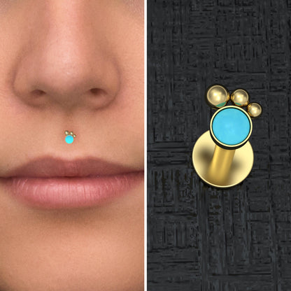 Turquoise Lip Labret Surgical Steel - TitaniumFashion