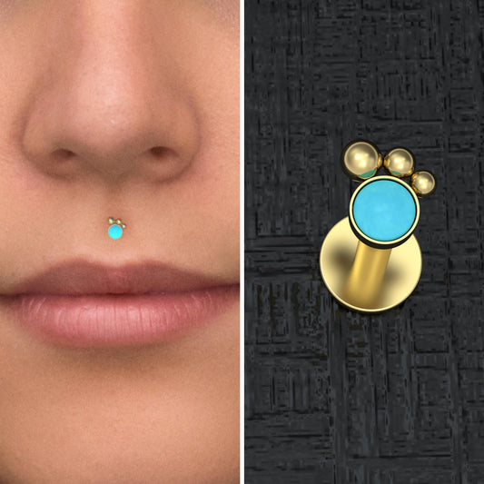 Turquoise Lip Labret Surgical Steel - TitaniumFashion