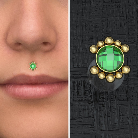 Bioflex Lip Ring CZ - TitaniumFashion