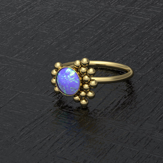 Surgical Steel Nose Ring Hoop Opal - TitaniumFashion