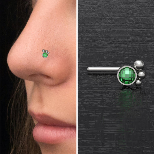 CZ Nose Bone Stud Titanium - TitaniumFashion