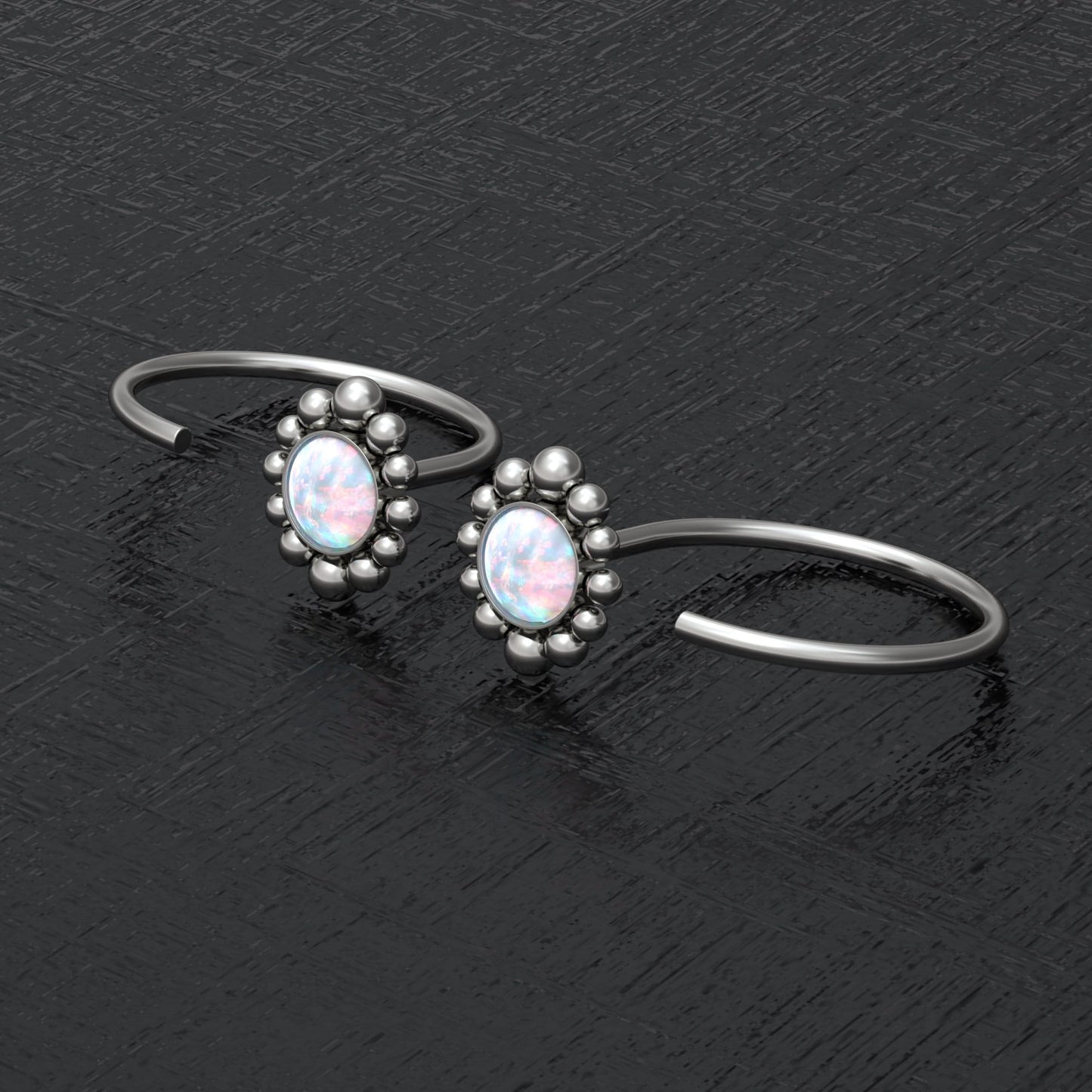 Titanium Small Hoop Earrings Opal - TitaniumFashion