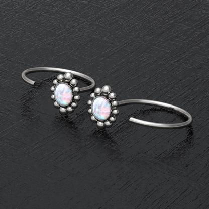 Titanium Small Hoop Earrings Opal - TitaniumFashion