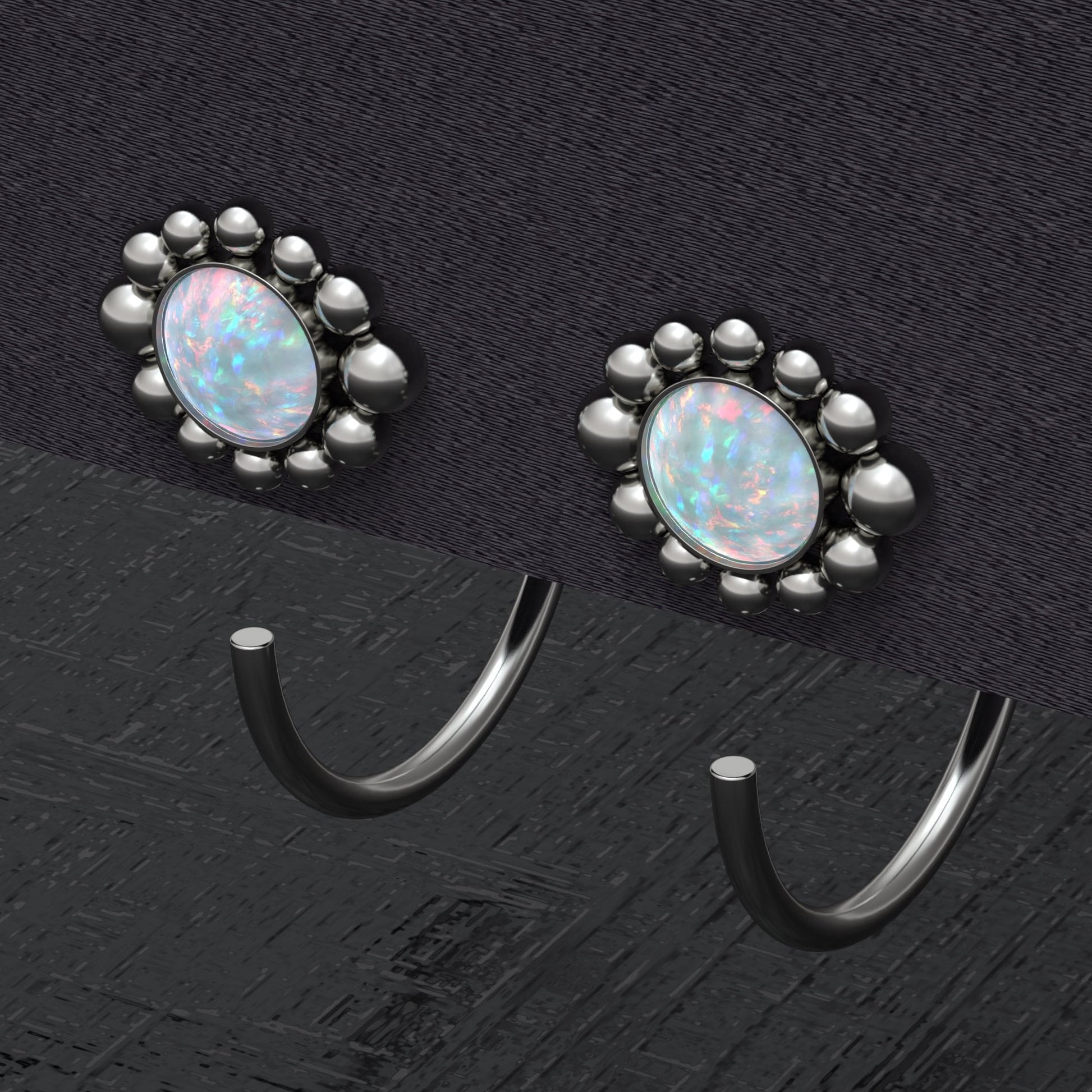 Titanium Small Hoop Earrings Opal - TitaniumFashion