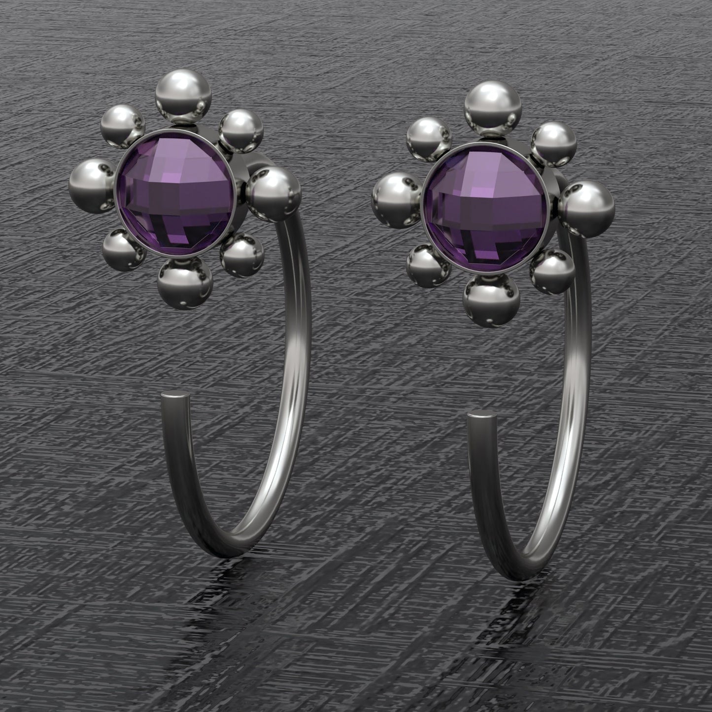 Titanium Huggie Earrings CZ - TitaniumFashion