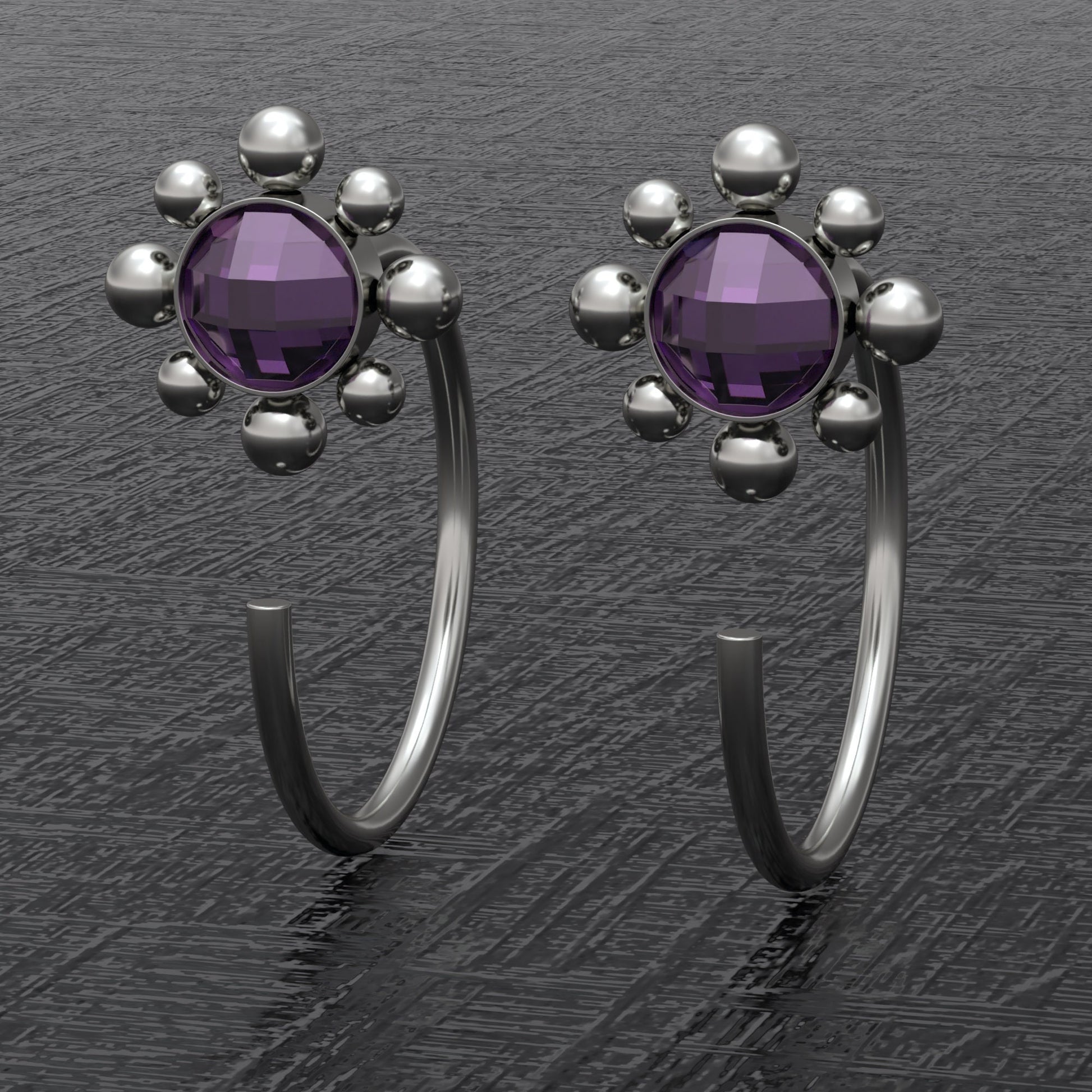 Titanium Huggie Earrings CZ - TitaniumFashion