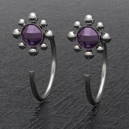 Titanium Huggie Earrings CZ - TitaniumFashion