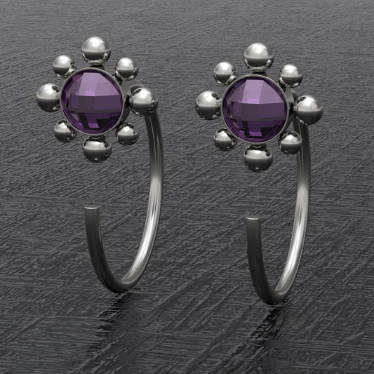 Titanium Huggie Earrings CZ - TitaniumFashion