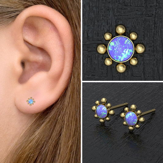 Simple Stud Earrings Opal - TitaniumFashion