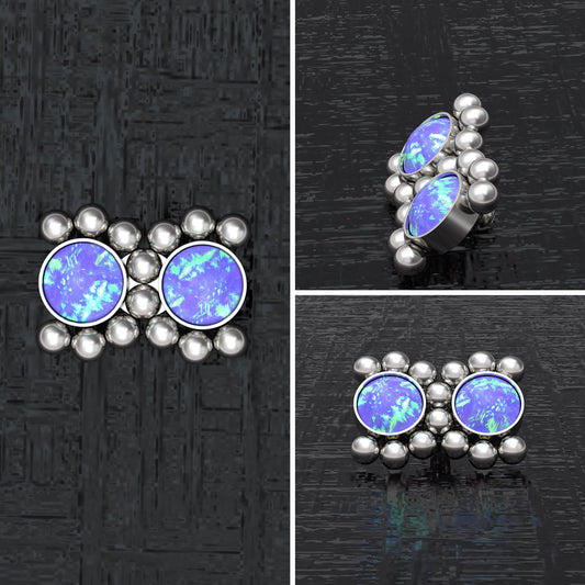 Surgical Steel Dermal Piercing Opal - TitaniumFashion