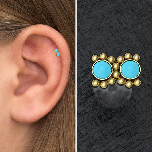 Turquoise Tragus Stud Bioflex - TitaniumFashion