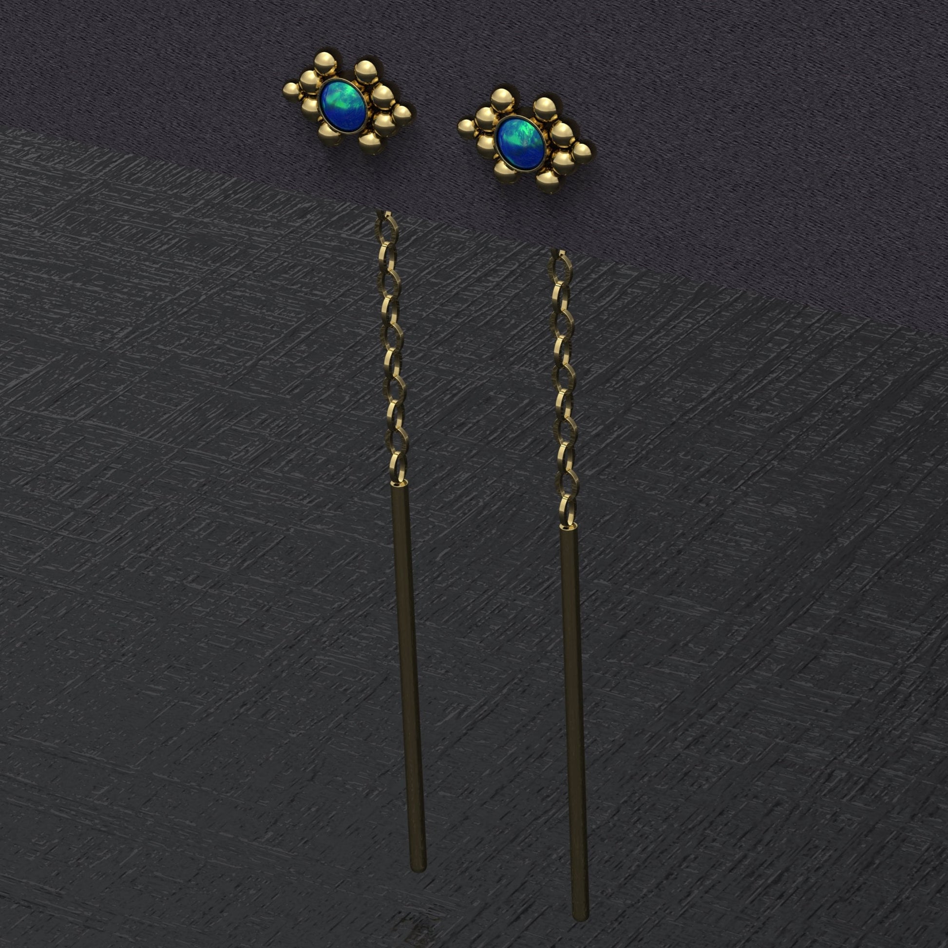 Ear Threader Earrings Opal - TitaniumFashion