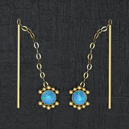 Drop Chain Earrings Opal - TitaniumFashion