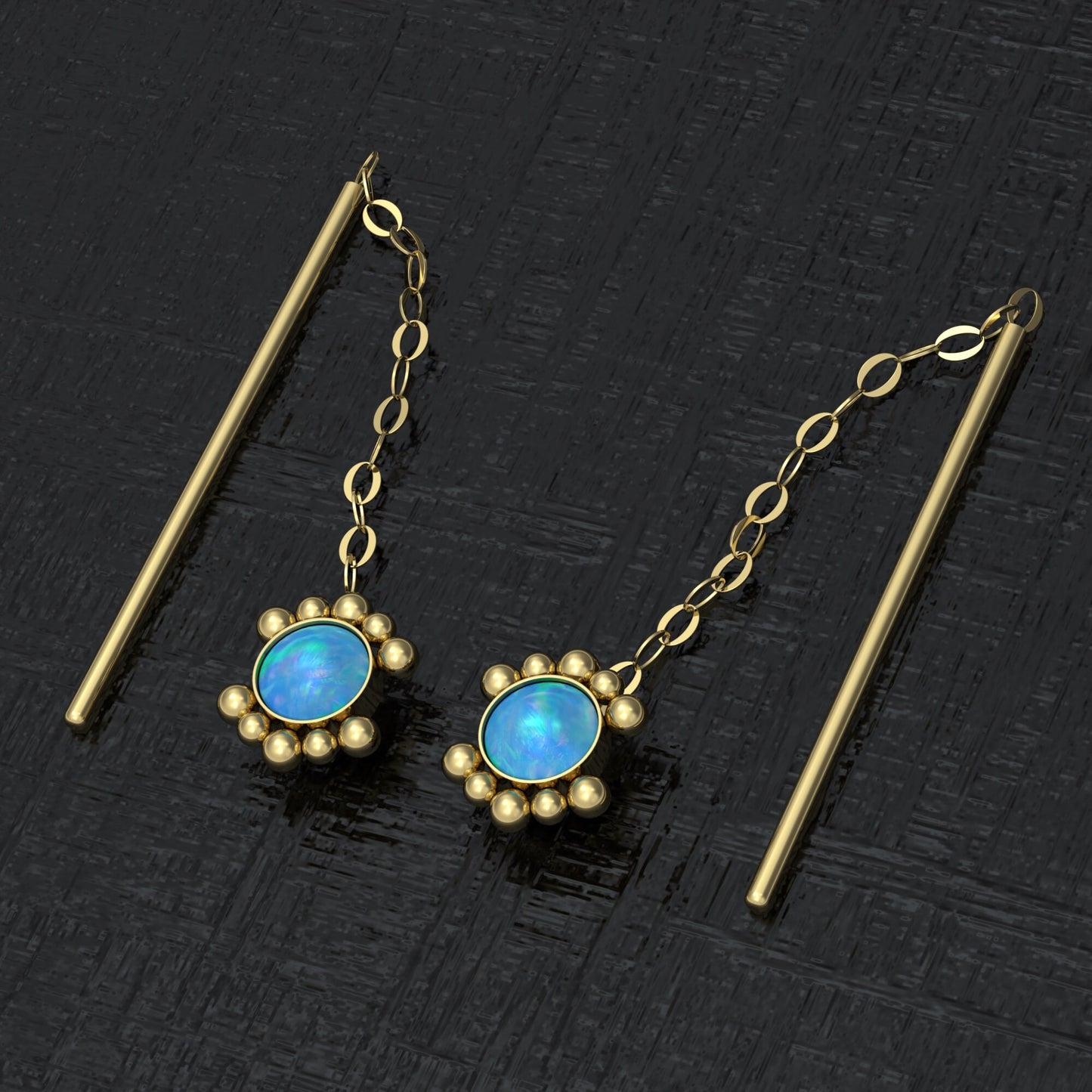 Drop Chain Earrings Opal - TitaniumFashion