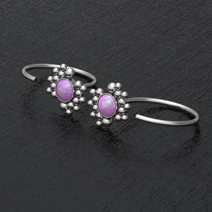 Surgical Steel Open Hoop Earrings Opal - TitaniumFashion