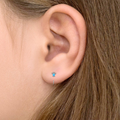 Small Hoop Earrings Opal - TitaniumFashion