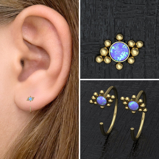 Surgical Steel Open Hoop Earrings Opal - TitaniumFashion