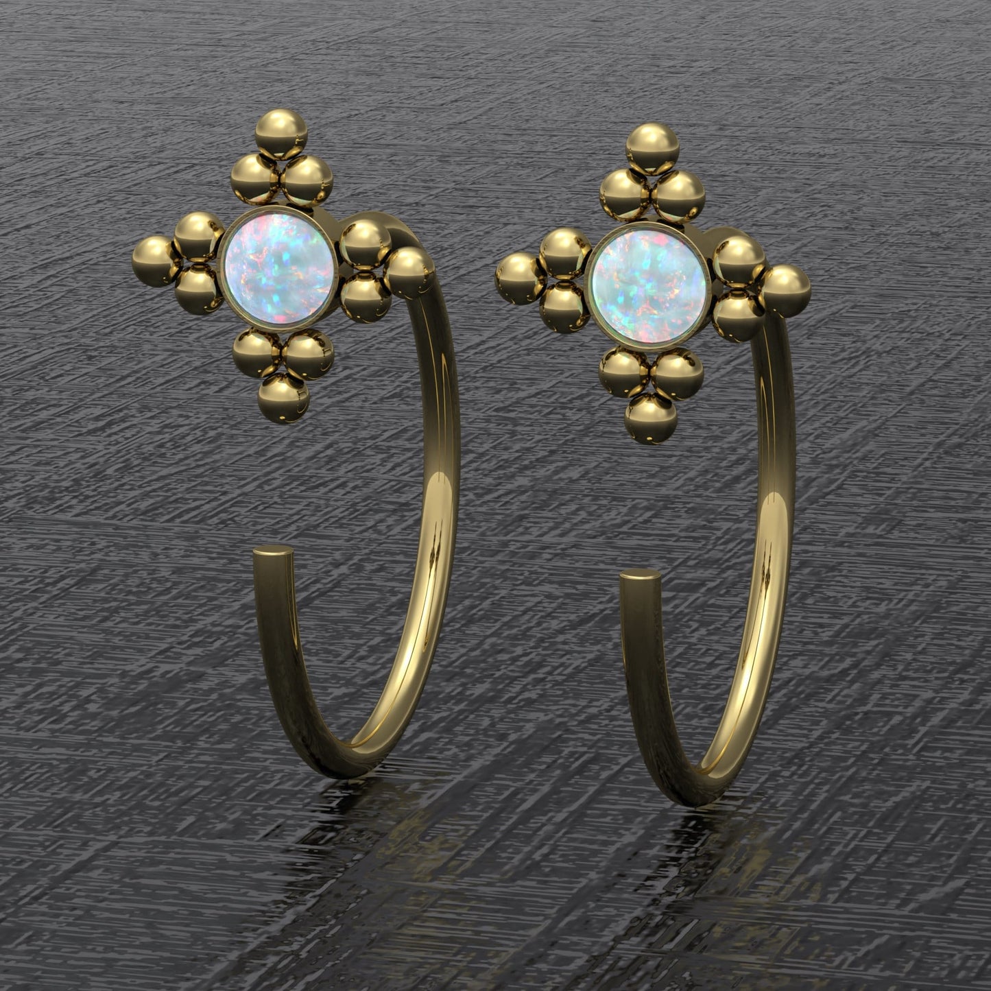 Small Hoop Earrings Opal - TitaniumFashion