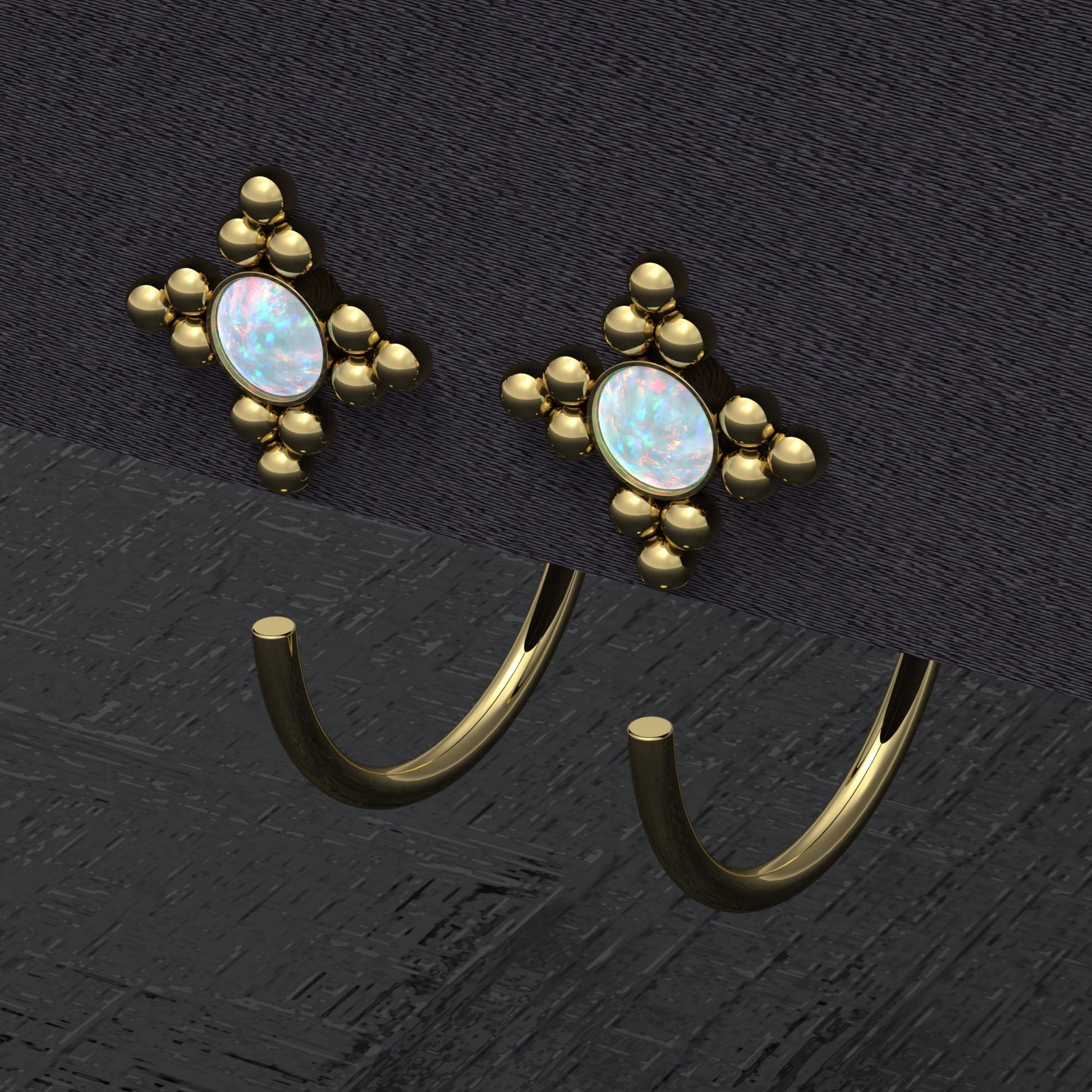 Small Hoop Earrings Opal - TitaniumFashion