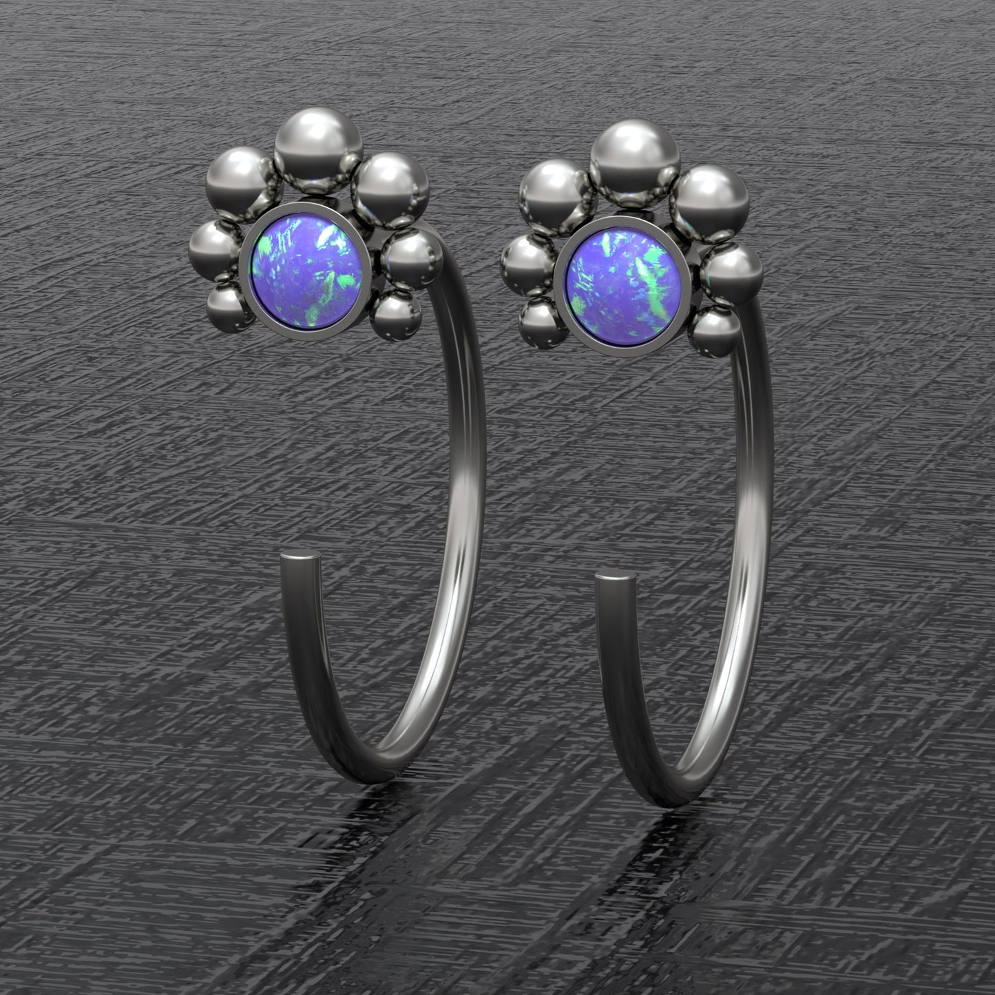 Titanium Small Hoop Earrings Opal - TitaniumFashion