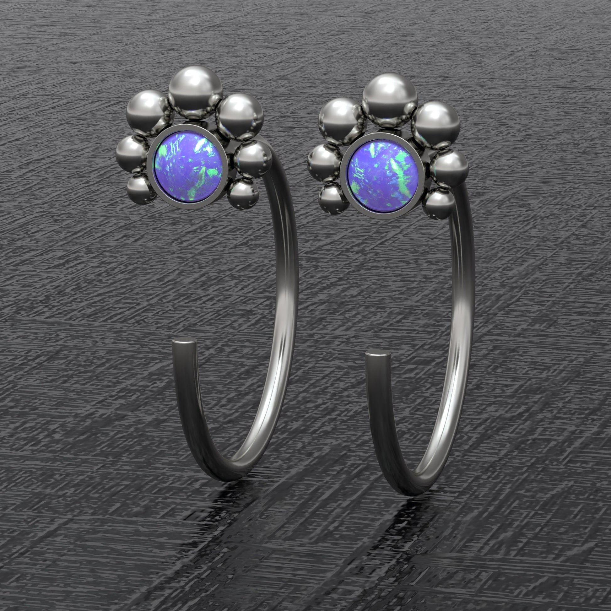 Titanium Small Hoop Earrings Opal - TitaniumFashion