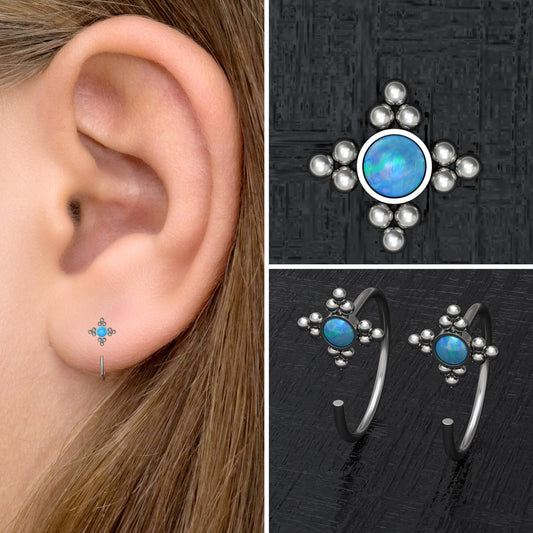 Small Hoop Earrings Opal - TitaniumFashion