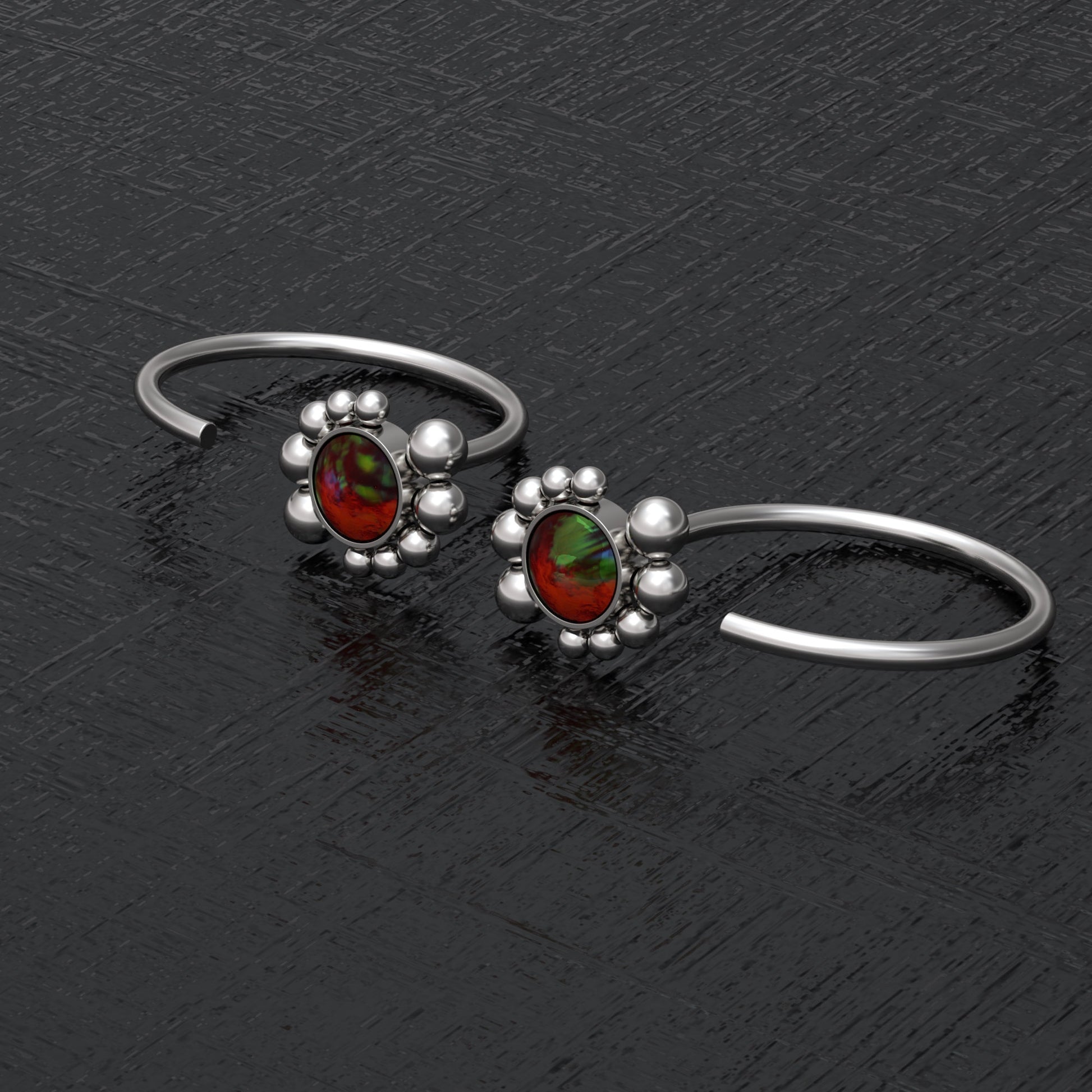 Huggie Hoop Earrings Opal - TitaniumFashion