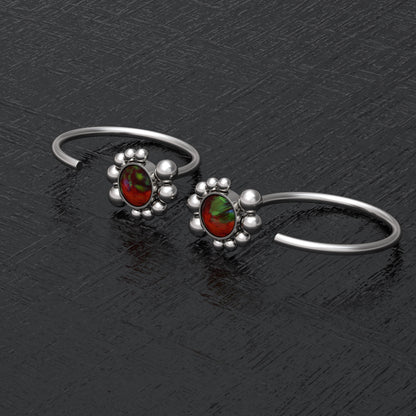 Huggie Hoop Earrings Opal - TitaniumFashion