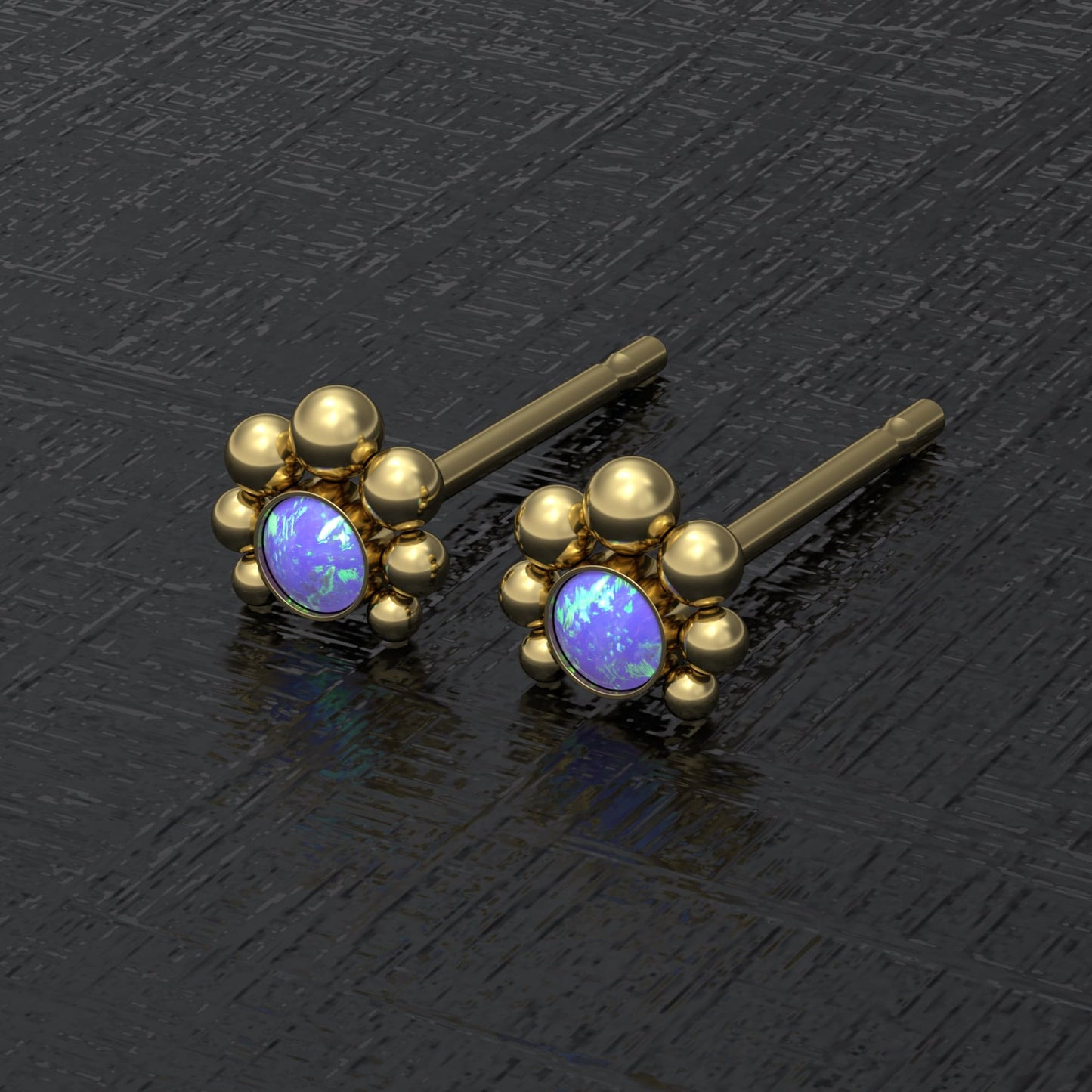 Opal Post Earrings Surgical Steel - TitaniumFashion