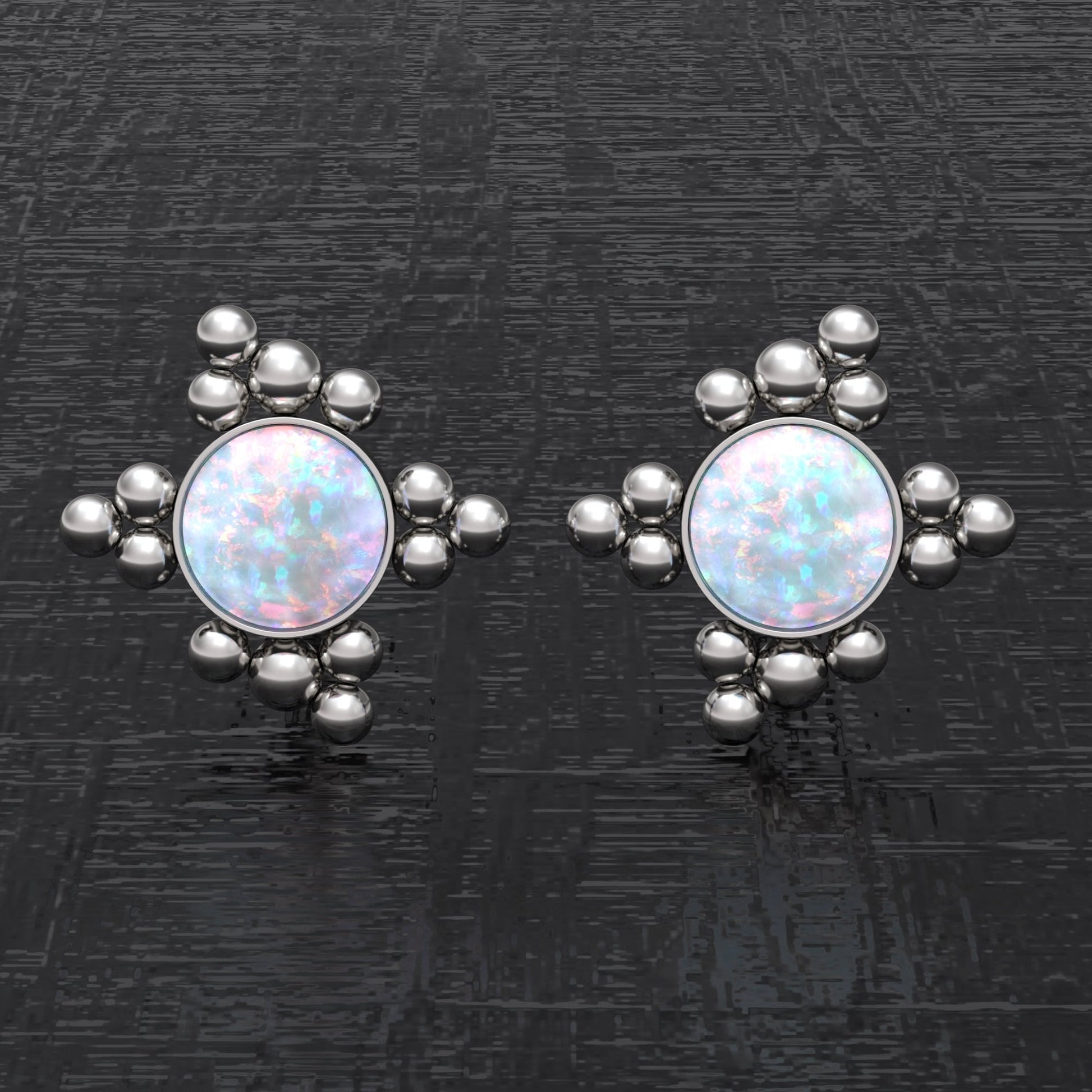 Opal Post Earrings Surgical Steel - TitaniumFashion