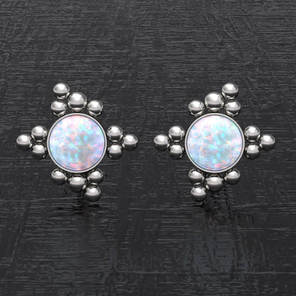Opal Post Earrings Surgical Steel - TitaniumFashion