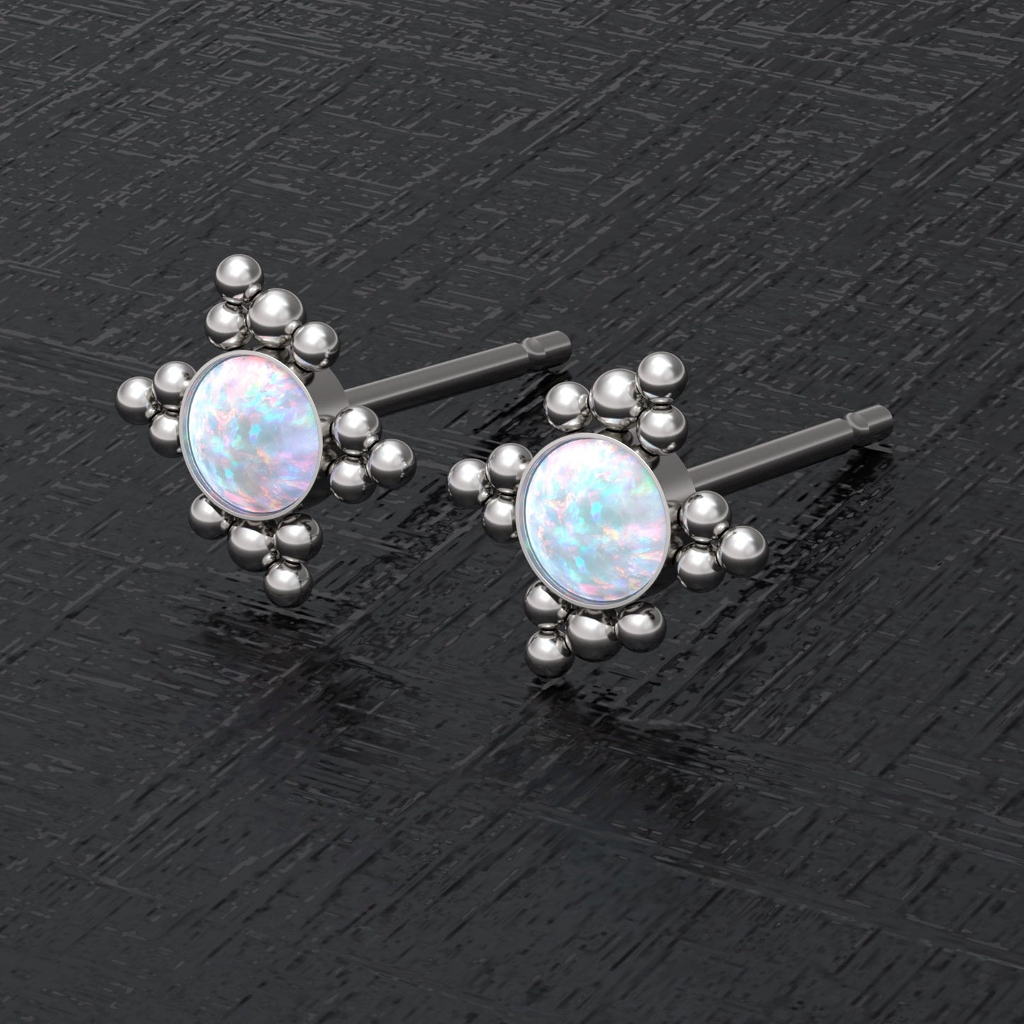 Opal Post Earrings Surgical Steel - TitaniumFashion
