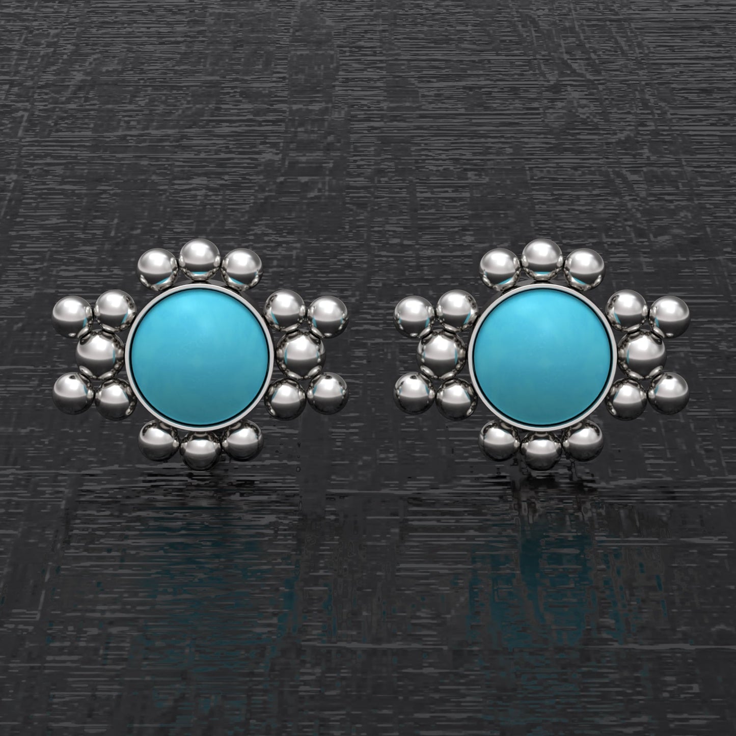 Simple Stud Earrings Turquoise - TitaniumFashion