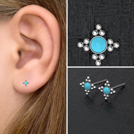 Turquoise Small Stud Earrings - TitaniumFashion