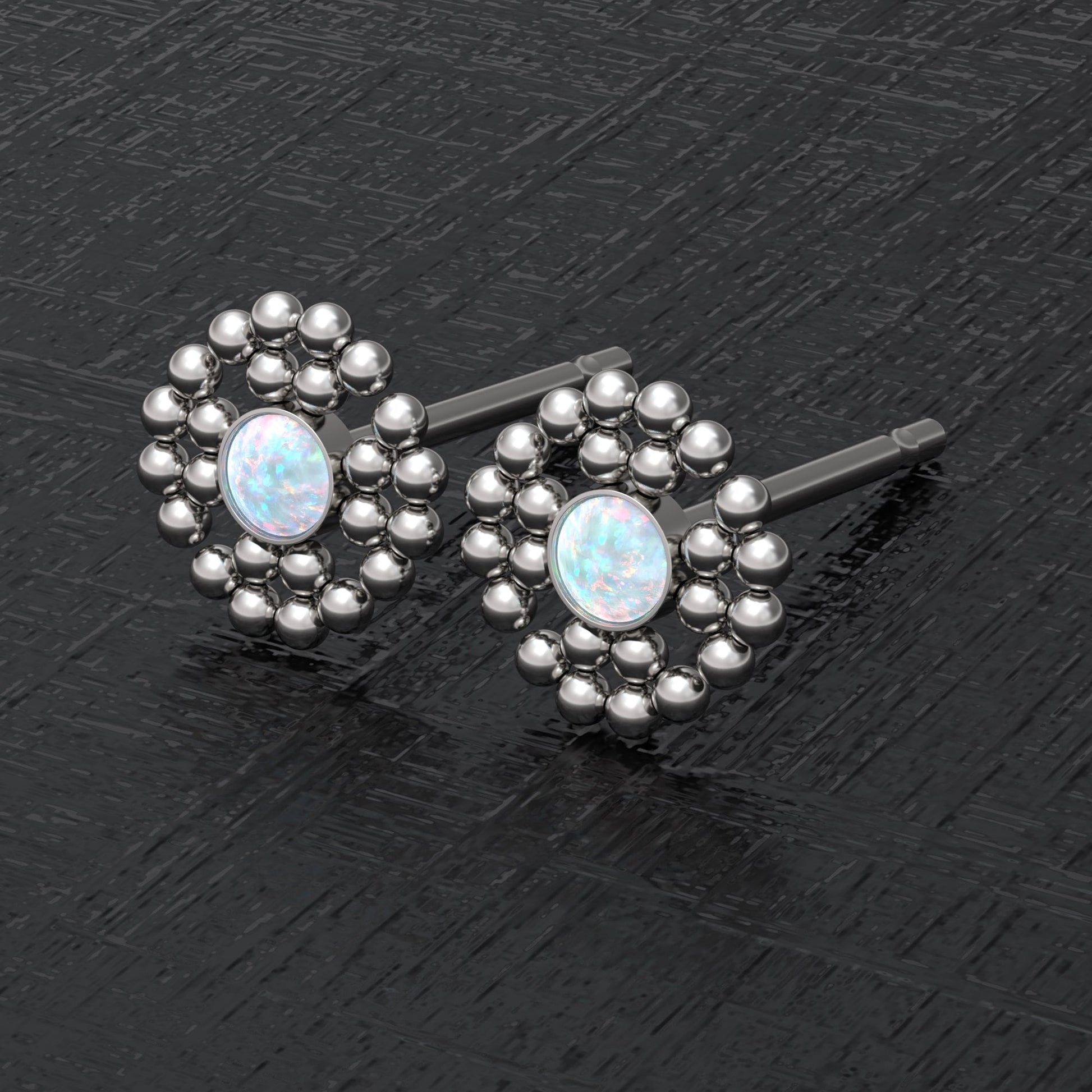 Opal Small Stud Earrings - TitaniumFashion