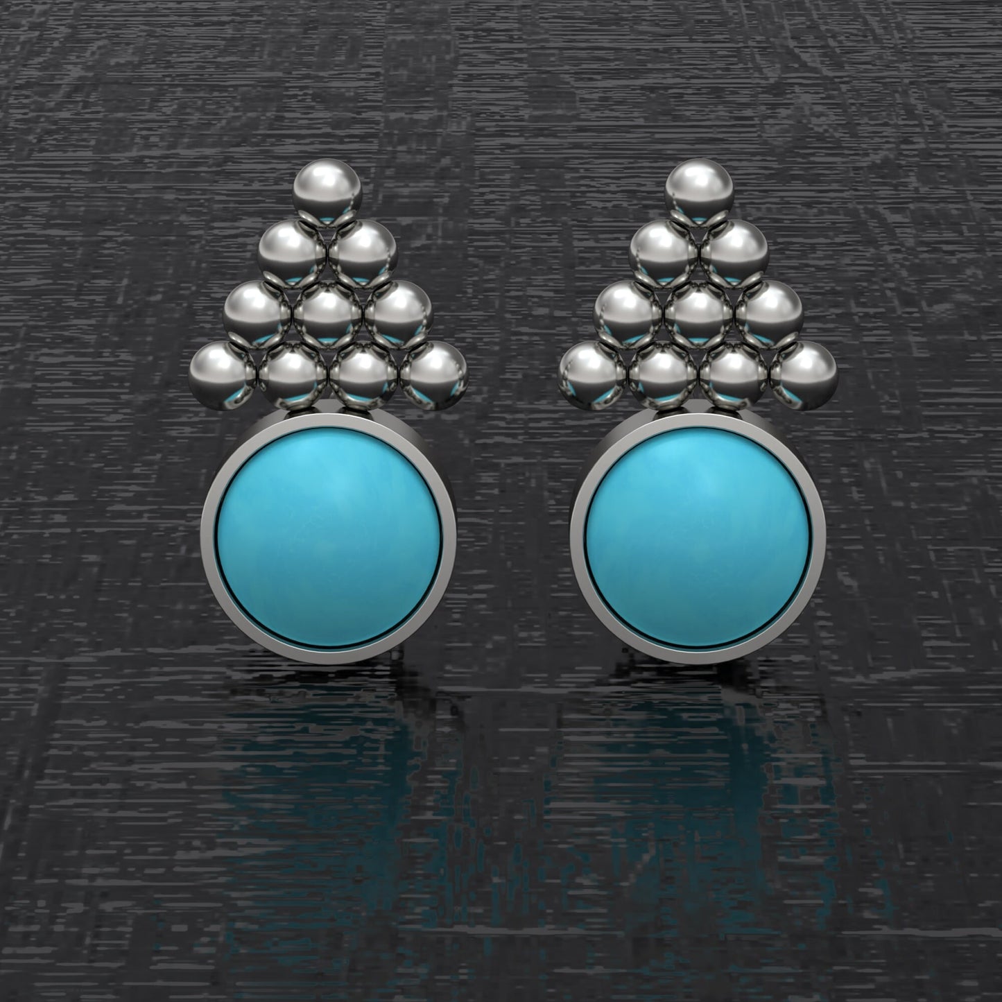 Turquoise Small Stud Earrings Titanium - TitaniumFashion