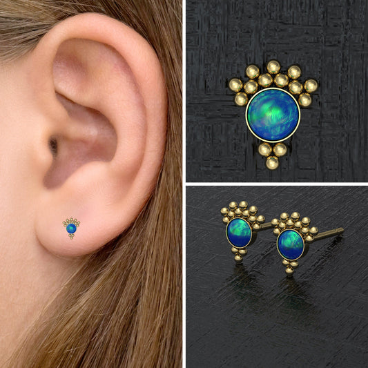 Opal Small Stud Earrings - TitaniumFashion