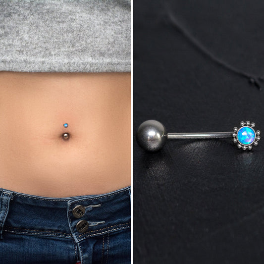 Opal Belly Ring Surgical Steel - TitaniumFashion