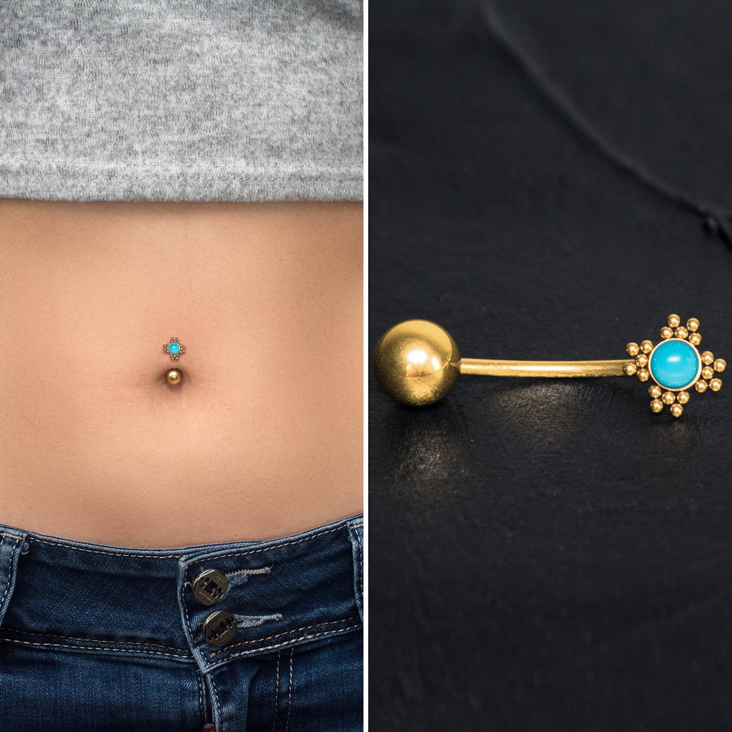 Surgical Steel Belly Barbell - TitaniumFashion