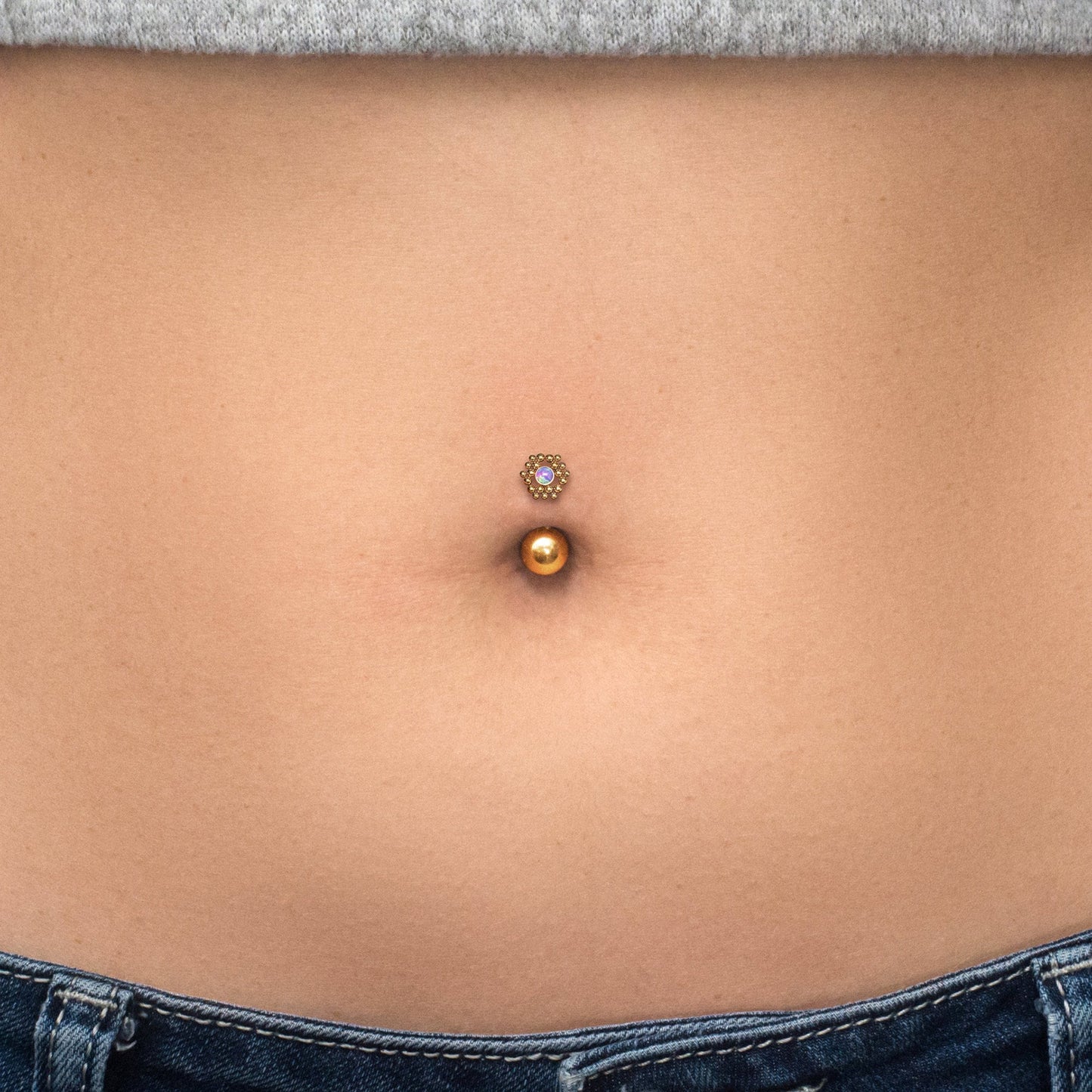 Surgical Steel Belly Button Ring Opal - TitaniumFashion